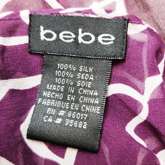 bebe 100% Silk Scarf, extra long, rose pattern - Picture 4 of 5